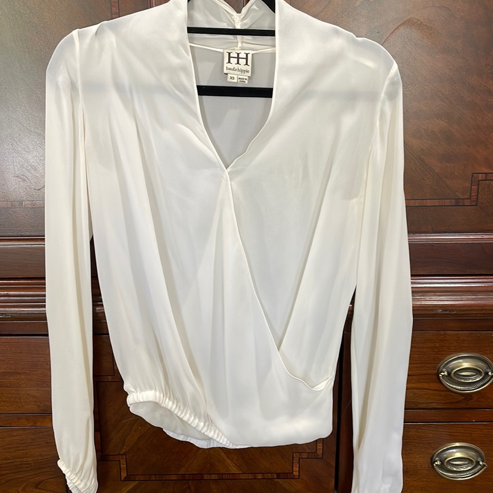 Haute Hippie Ivory Chiffon Blouse, size xs